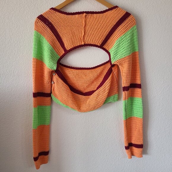 Free People FP Beach US Size S Love Me Long-Sleeve Fauxchet Stripe Top - Picture 5 of 11